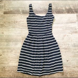 Aqua brand navy white stripe fit flare dress xs